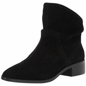 Lucky Brand Women's EUC Black Suede Lollin Angled Slouch Stacked Booties Sz 7.5